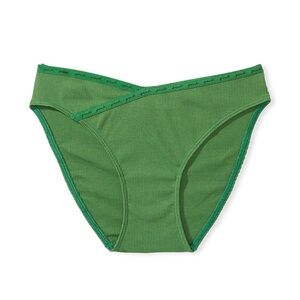 Rib Logo Cotton Bikini Panty in Forest Pine
